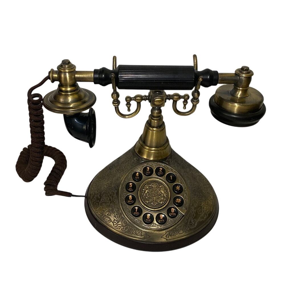 Royal Regal French Rotary Style Dial Button Telephone Victorian Art Deco Gold